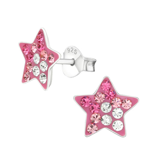 Children's Silver Star Necklace and earrings with Crystal