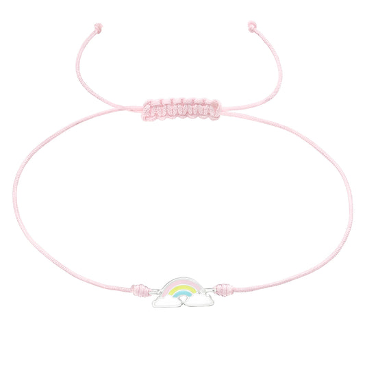 Silver Rainbow Adjustable Corded Bracelet with Epoxy