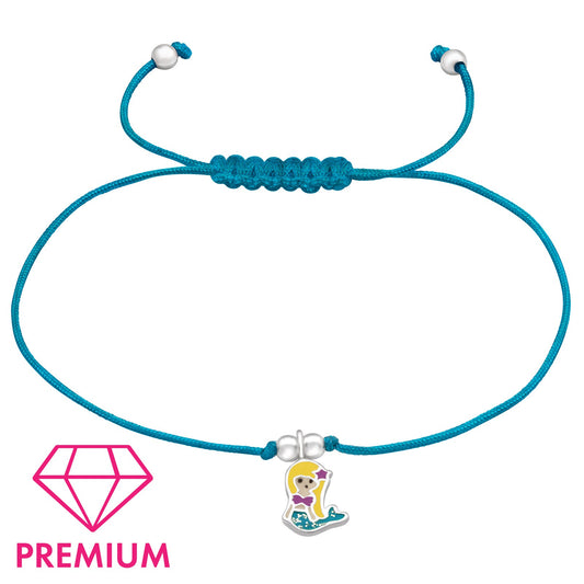 Silver Mermaid Adjustable Corded Bracelet with Epoxy