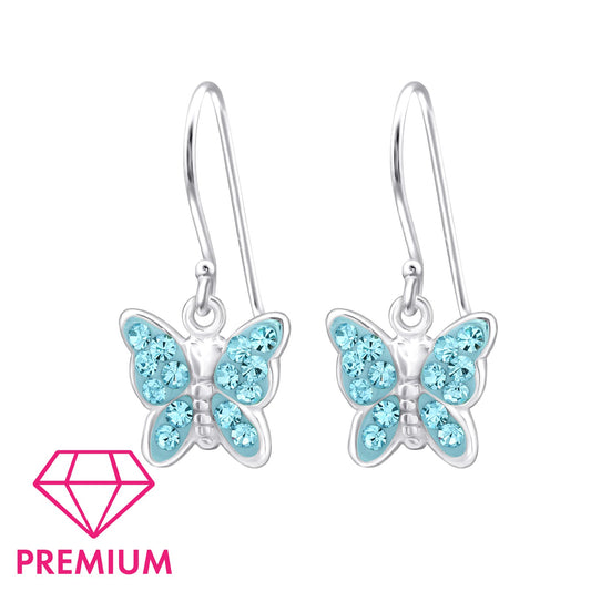 Children's Silver Butterfly Necklace and earrings with Crystal