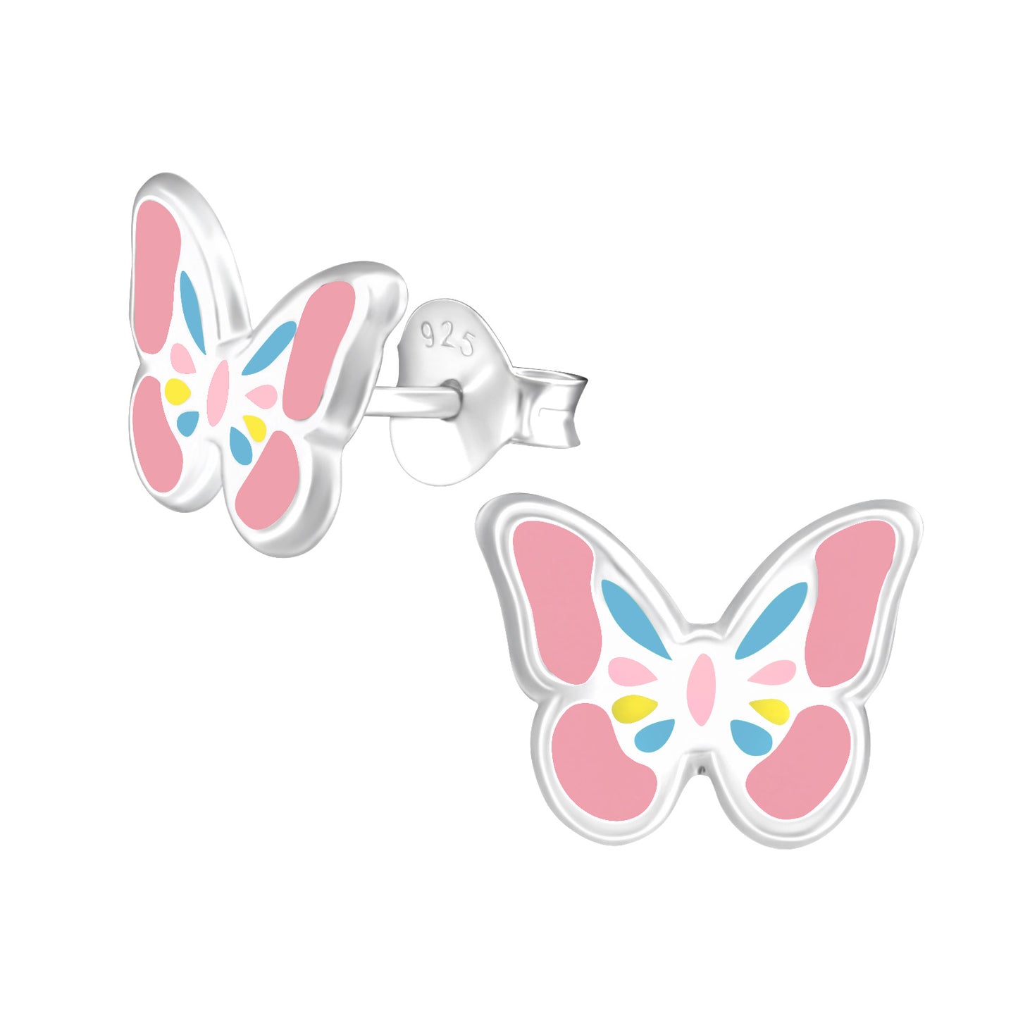 Children's Silver Butterfly Necklace and earrings with Epoxy