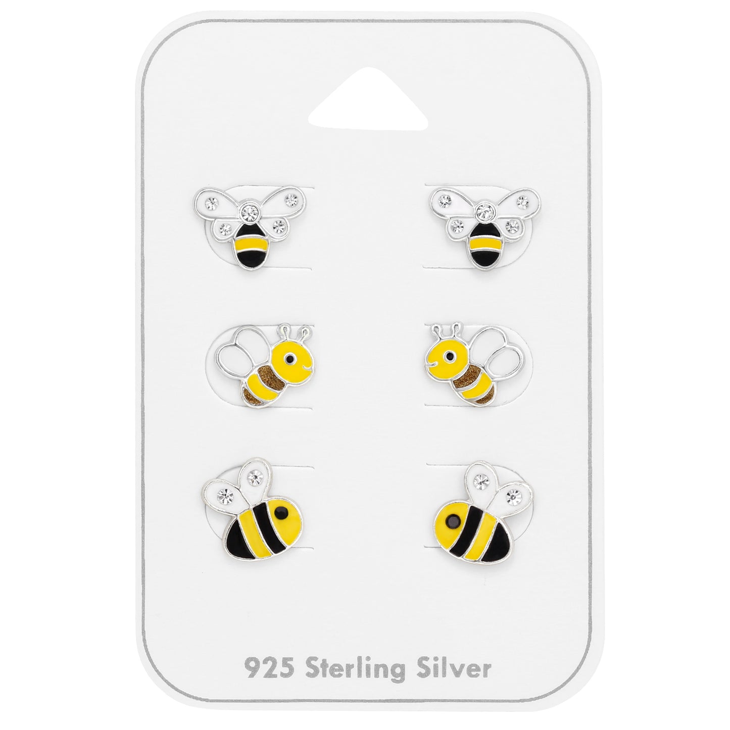 Bee Children's Sterling Silver Set and Jewelry on Card with Crystal and Epoxy