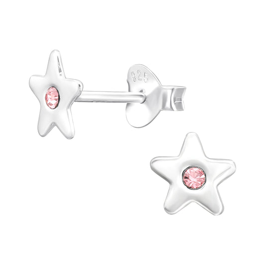 Children's Silver Star Necklace and earrings with Crystal