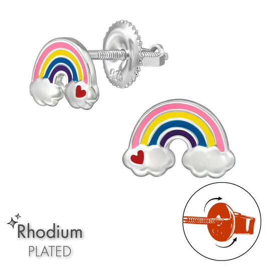 Children's Silver Rainbow Necklace,earrings and bracelet with Epoxy