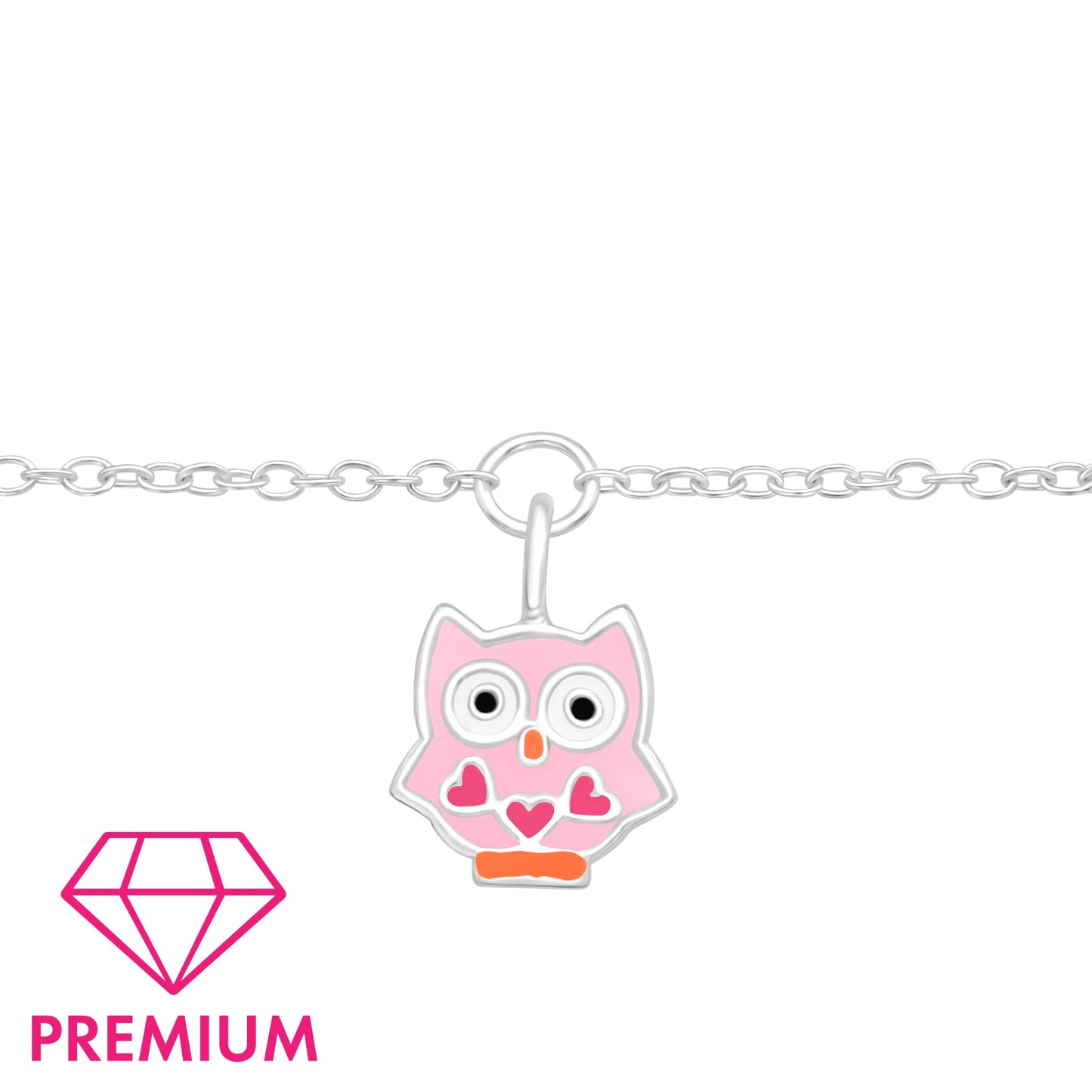 Children's Silver Owl Necklace ,earrings and bracelet with Epoxy