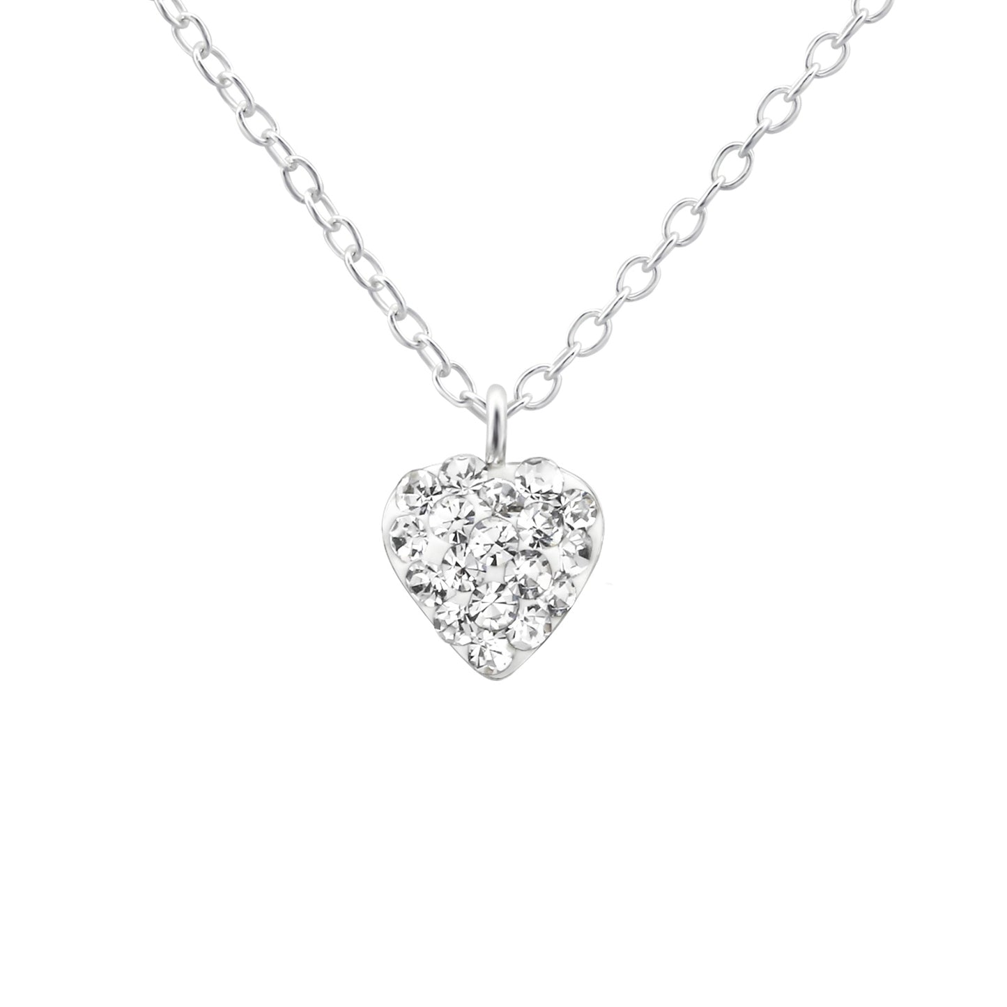 Children's Silver Heart Necklace and earrings with Crystal