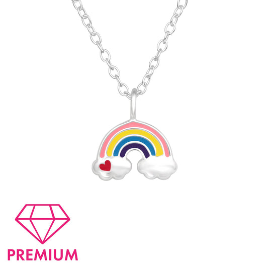Children's Silver Rainbow Necklace,earrings and bracelet with Epoxy