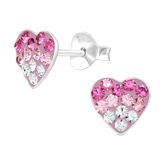 Children's Silver Heart Necklaceand earrings with Crystal