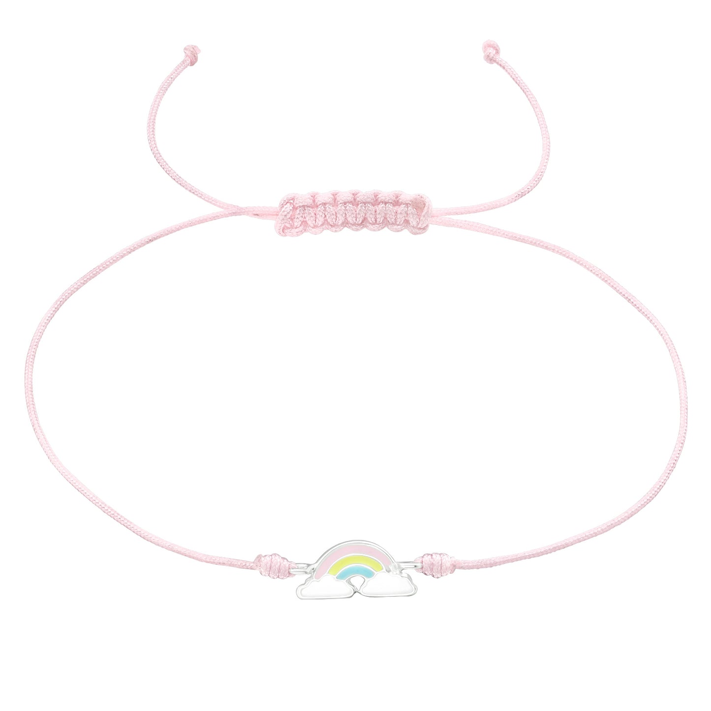 Silver Rainbow Adjustable Corded Bracelet with Epoxy