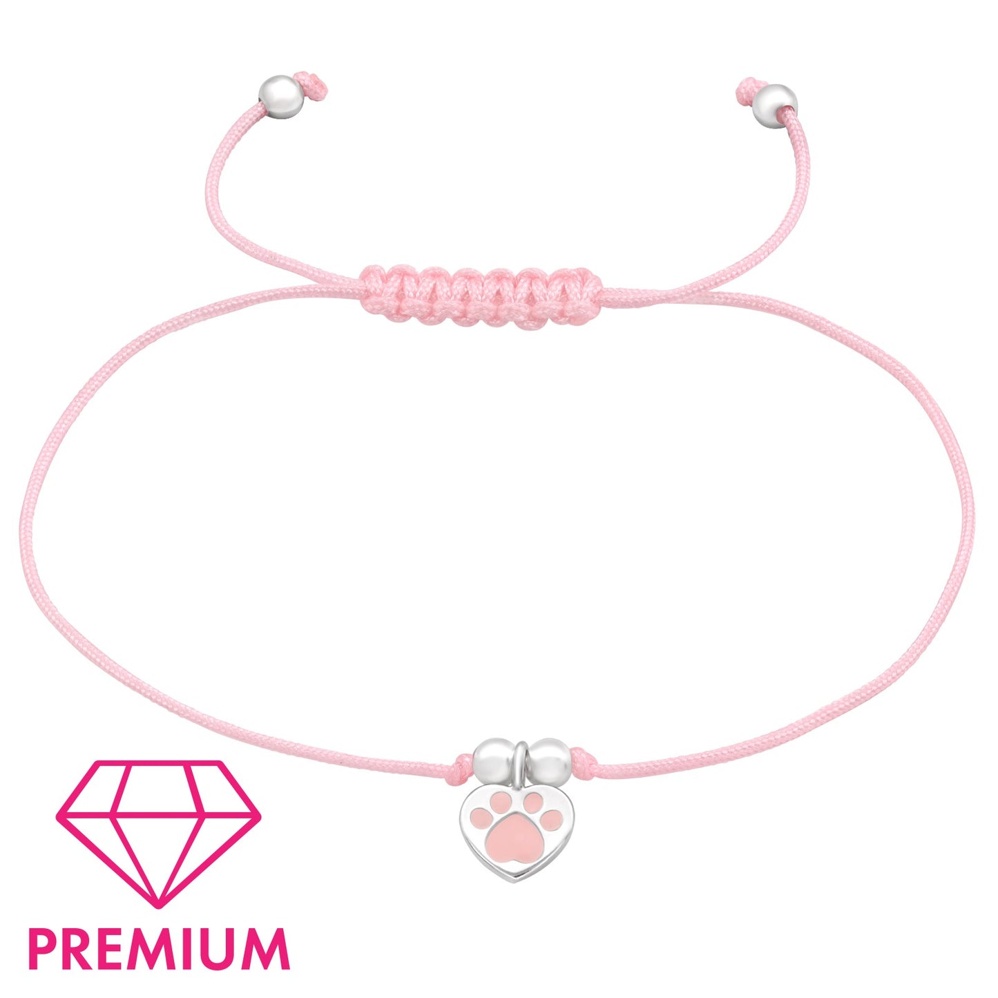 Silver Paw Print Adjustable Corded Bracelet with Epoxy