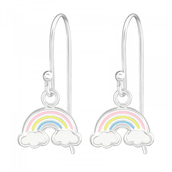 Children's Silver Rainbow Earrings with Epoxy