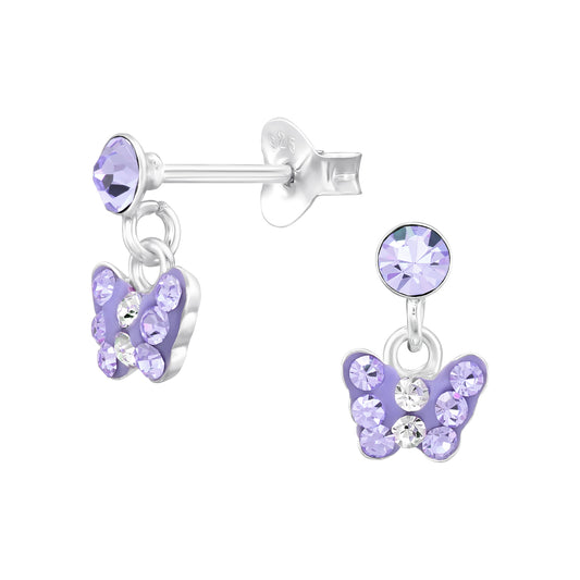 Children's Silver Butterfly Necklace and earrings with Crystal