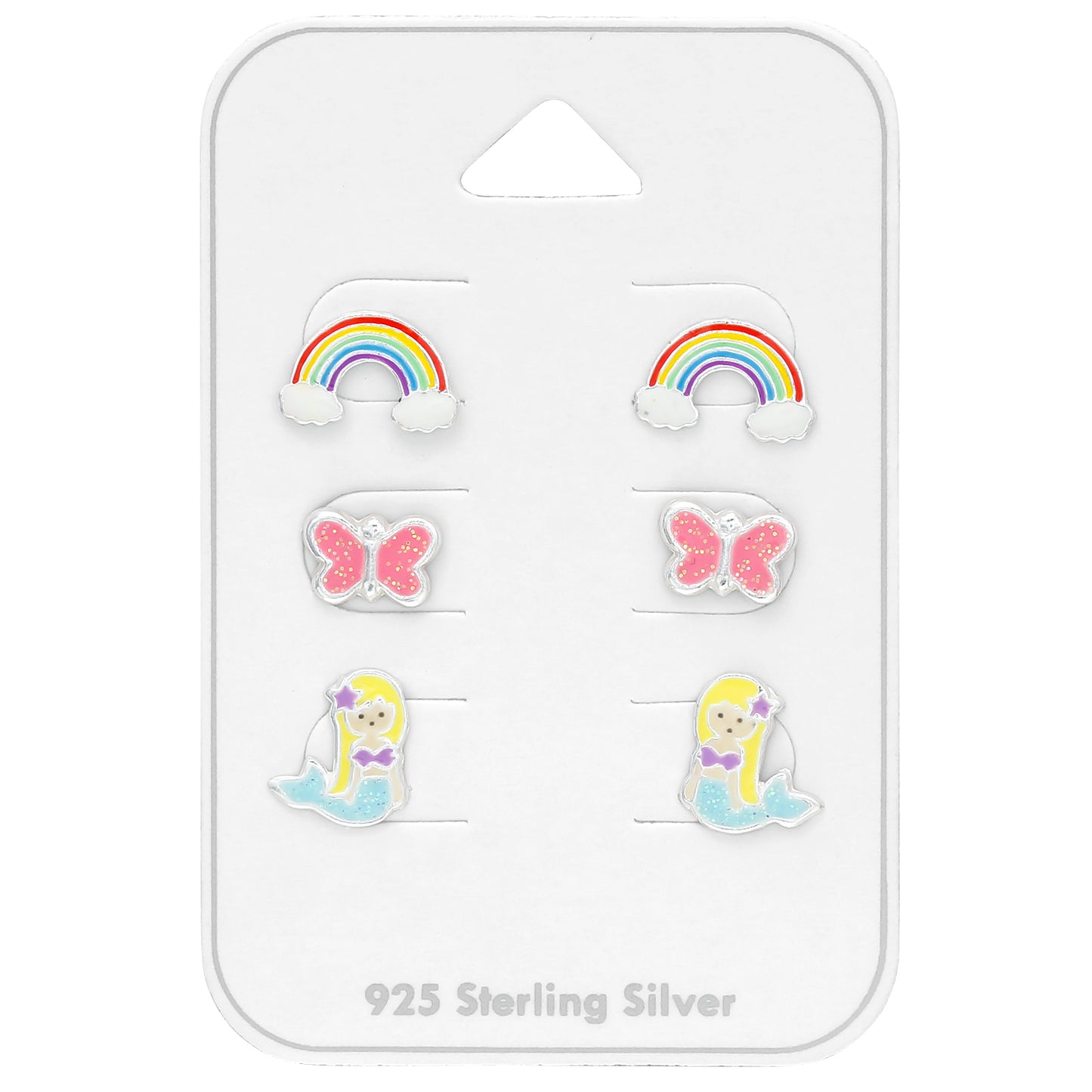Silver Colorful Ear Studs Set with Epoxy