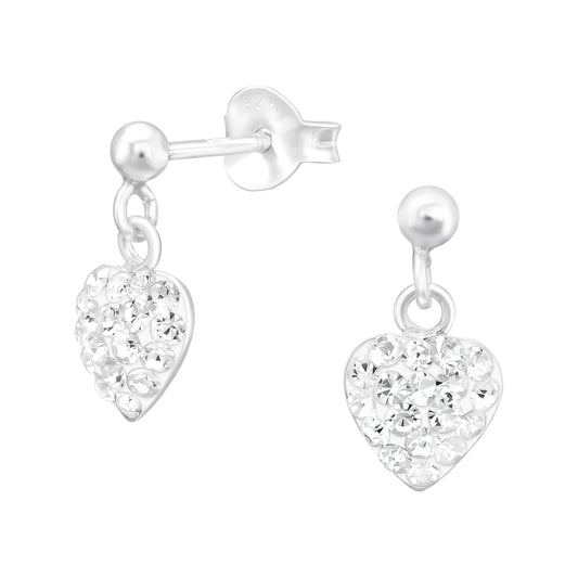 Children's Silver Heart Necklace and earrings with Crystal
