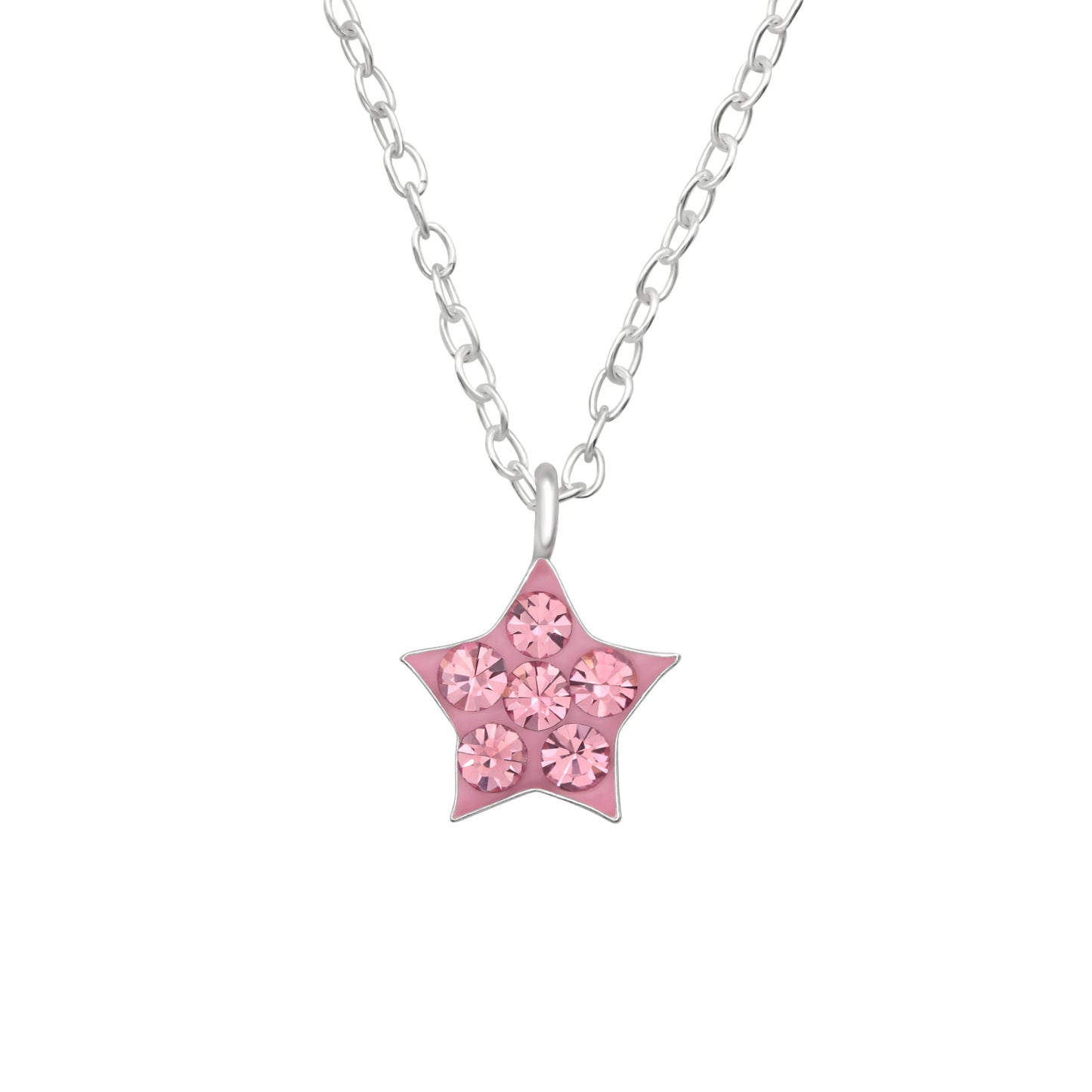 Children's Silver Star Necklace and earrings with Crystal