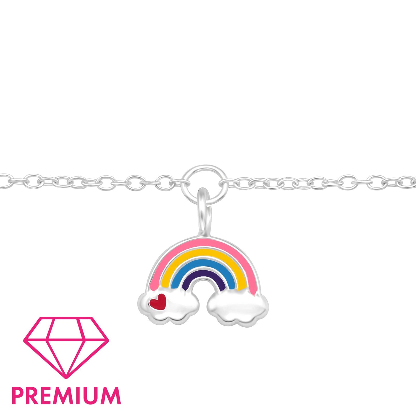 Children's Silver Rainbow Necklace,earrings and bracelet with Epoxy