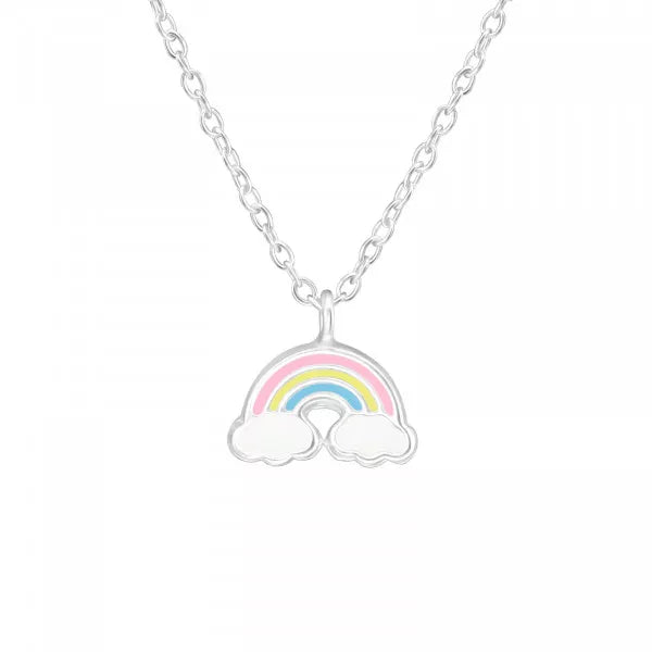 Children's Silver Rainbow Necklace with Epoxy